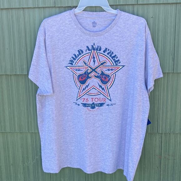 BIG Mens Graphic Patriotic Wild & Free Short Sleeve T-Shirt Top Size 3XL - Picture 1 of 4